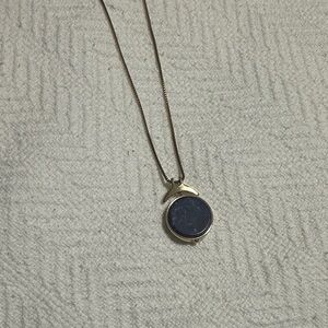 Long necklace, blue/white/gold